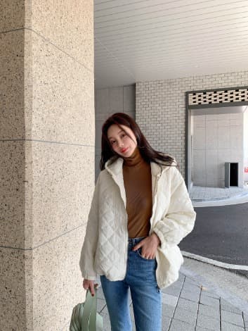 24-191패딩 누빔 잠바 자켓 후드 아우터 포켓(97110052)_상품사진