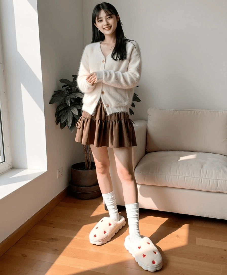 하트 털슬리퍼 퍼슬리퍼 실내화 4514(96897859)_작업사진