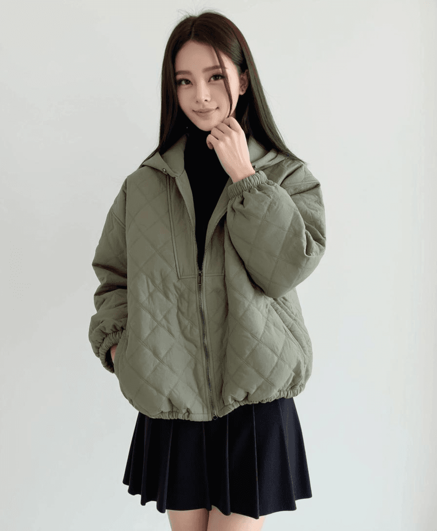 24-191패딩 누빔 잠바 자켓 후드 아우터 포켓(97110052)_작업사진
