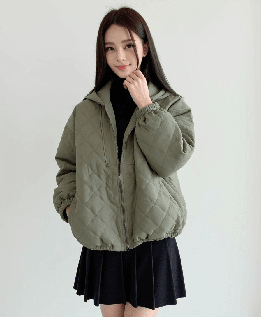24-191패딩 누빔 잠바 자켓 후드 아우터 포켓(97110052)